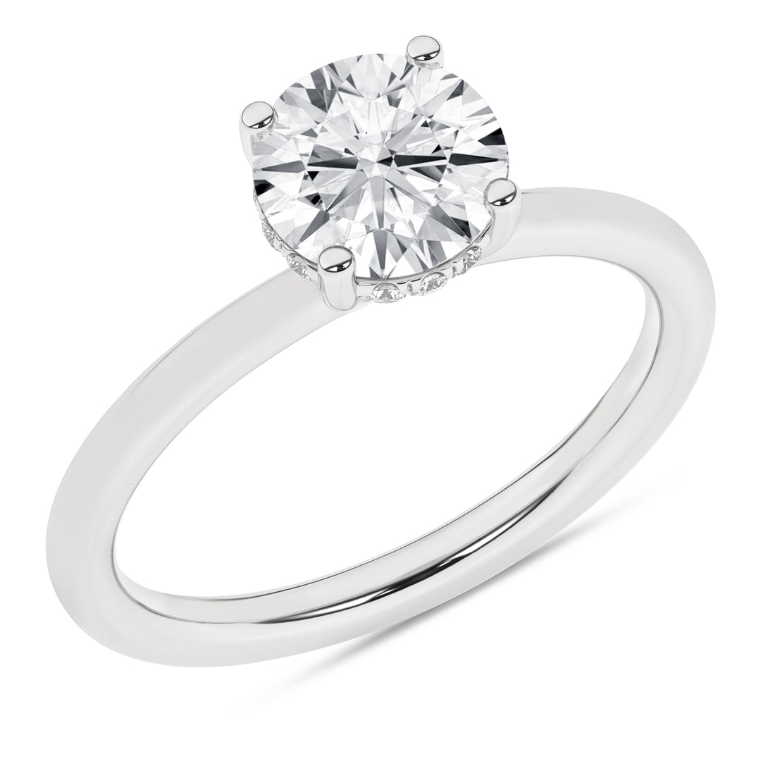 Hidden Halo Plain Shank Engagement Ring (Round) in 14K White Gold – Silvadi Jewelry Aurora CO