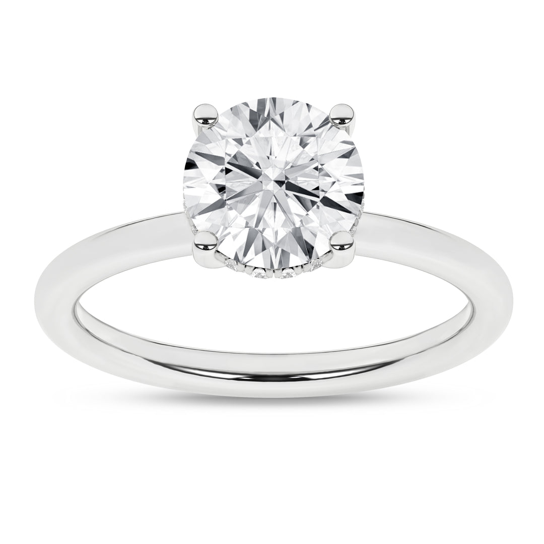 Hidden Halo Plain Shank Engagement Ring (Round) in 14K White Gold – Silvadi Jewelry Aurora CO