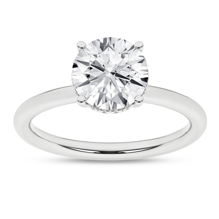 Hidden Halo Plain Shank Engagement Ring (Round) in 14K White Gold – Silvadi Jewelry Aurora CO