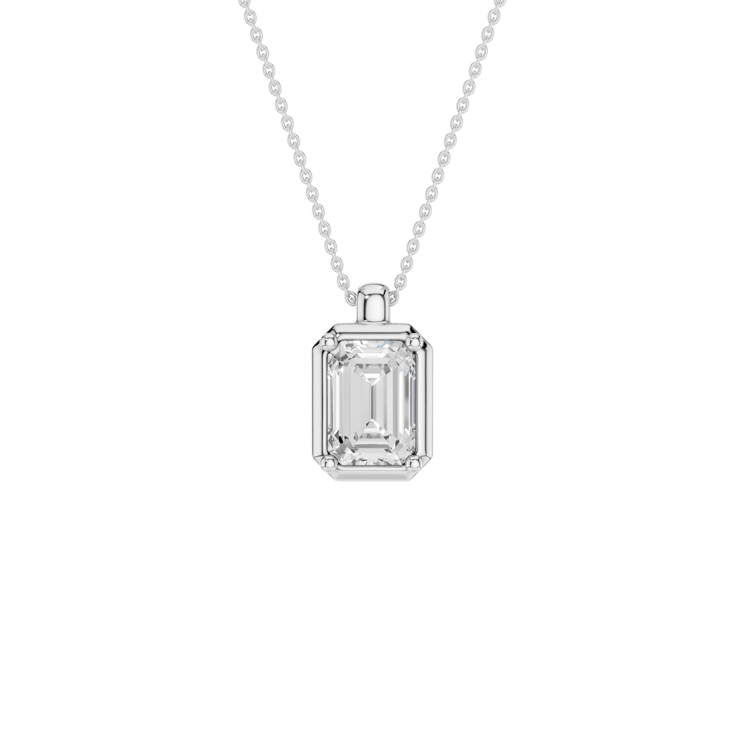 Illusion Bezel Pendant (Emerald) in 14K White Gold – Silvadi Jewelry Aurora CO