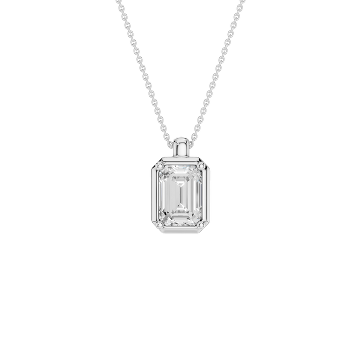 Illusion Bezel Pendant (Emerald) in 14K White Gold – Silvadi Jewelry Aurora CO