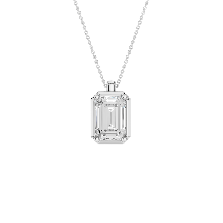 Illusion Bezel Pendant (Emerald) in 14K White Gold – Silvadi Jewelry Aurora CO
