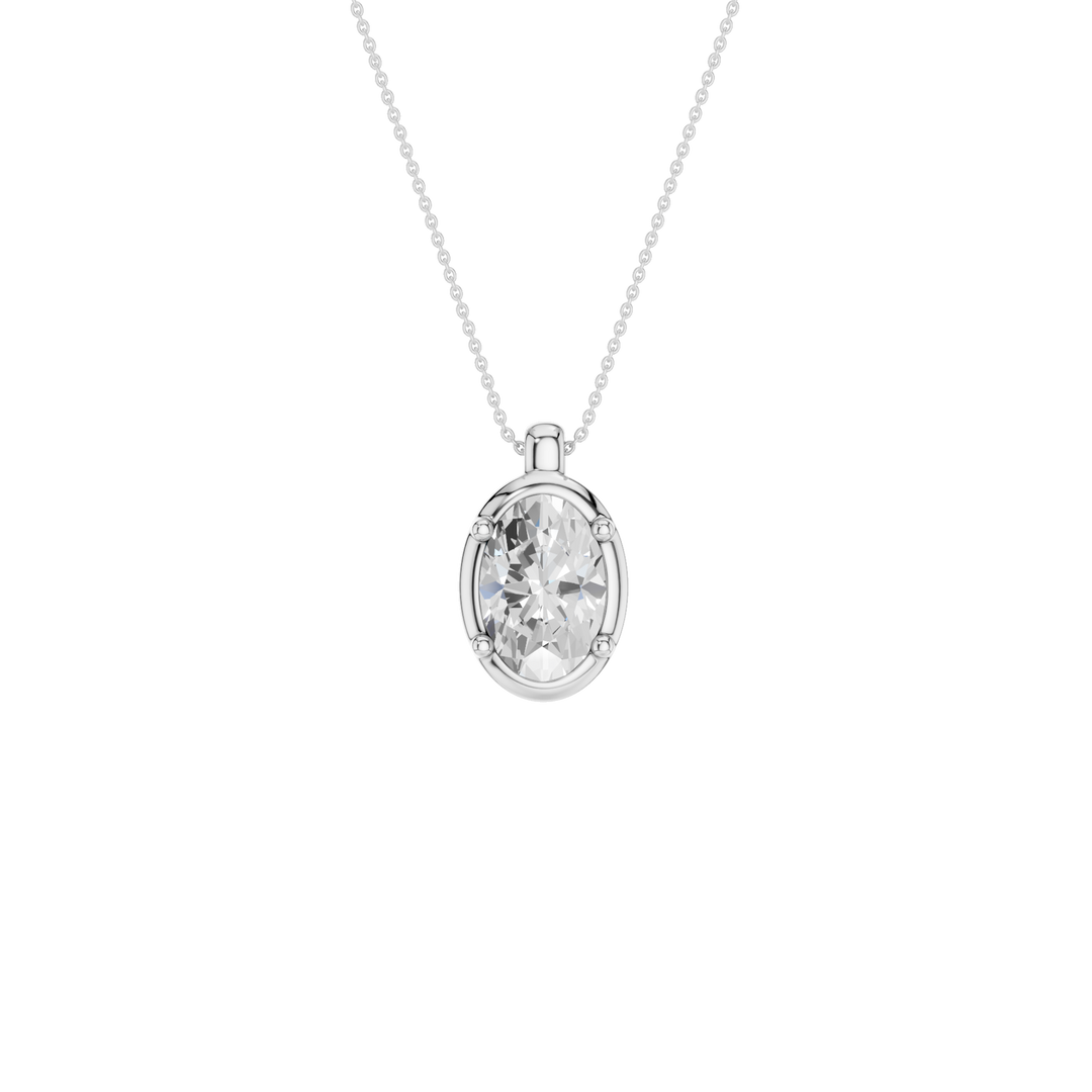 Illusion Bezel Pendant (Oval) in 14K White Gold – Silvadi Jewelry Aurora CO