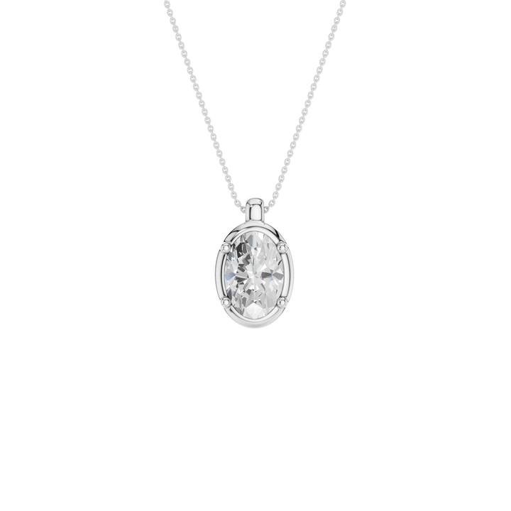 Illusion Bezel Pendant (Oval) in 14K White Gold – Silvadi Jewelry Aurora CO