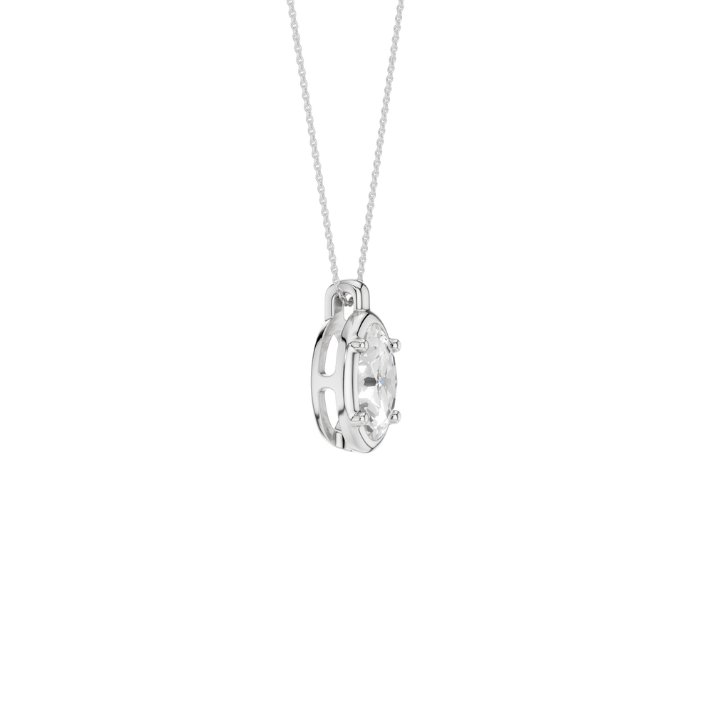 Illusion Bezel Pendant (Oval) in 14K White Gold – Silvadi Jewelry Aurora CO