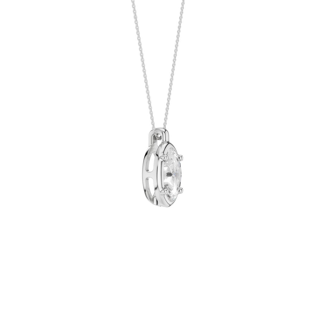 Illusion Bezel Pendant (Oval) in 14K White Gold – Silvadi Jewelry Aurora CO
