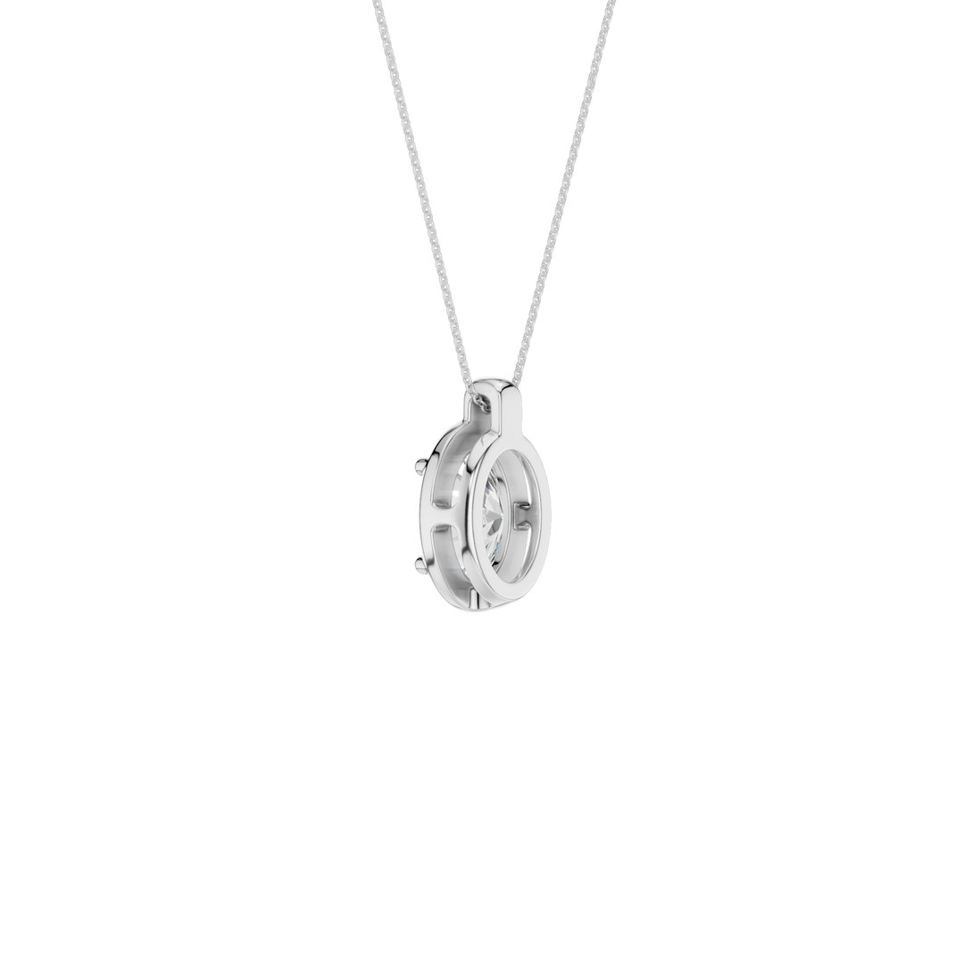 Illusion Bezel Pendant (Oval) in 14K White Gold – Silvadi Jewelry Aurora CO