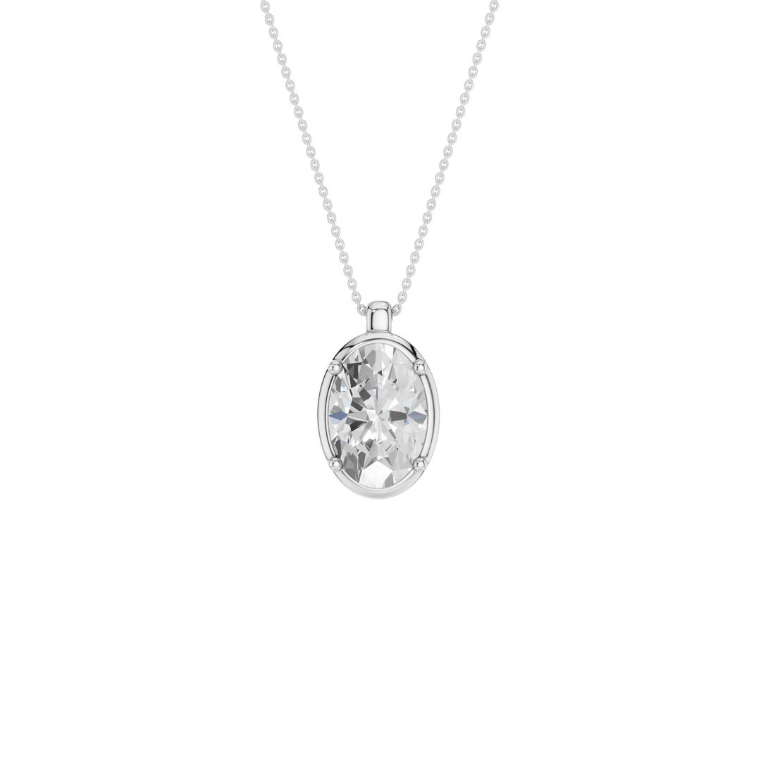 Illusion Bezel Pendant (Oval) in 14K White Gold – Silvadi Jewelry Aurora CO