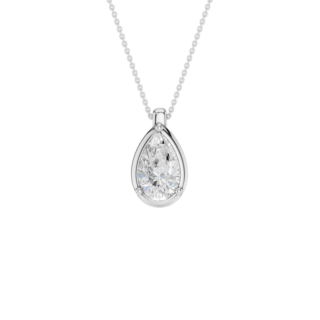 Illusion Bezel Pendant (Pear) in 14K White Gold – Silvadi Jewelry Aurora CO