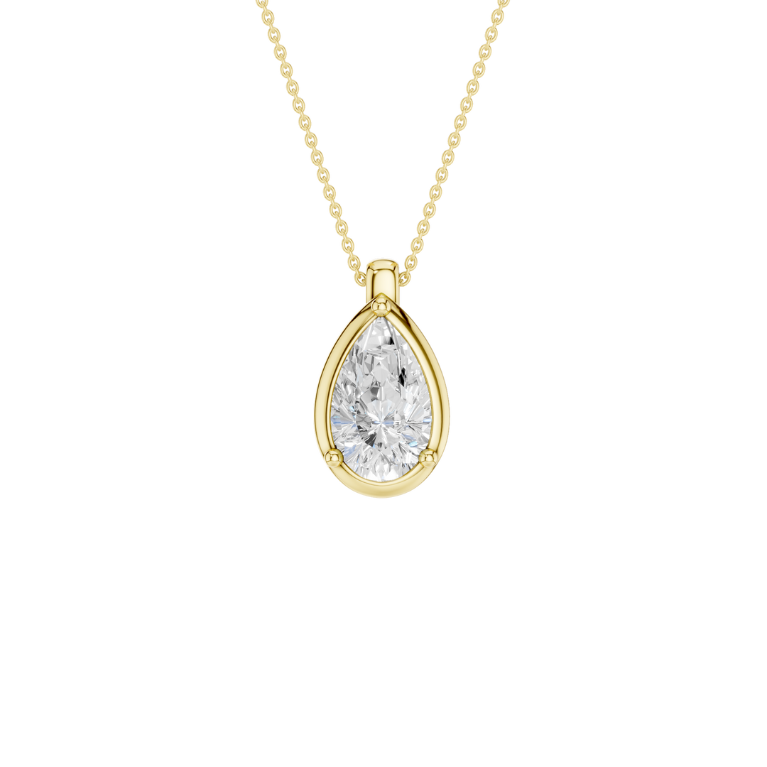 Illusion Bezel Pendant (Pear) in 14K Yellow Gold – Silvadi Jewelry Aurora CO
