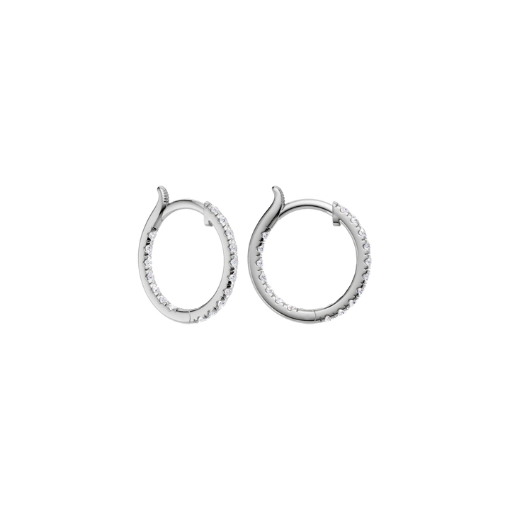 Inside-Out Pave Huggies Hoop Earrings (Round) in 14K White Gold – Silvadi Jewelry Aurora CO
