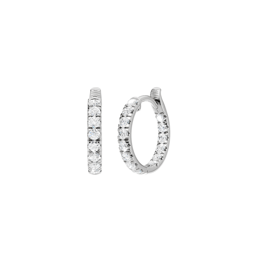 Inside-Out Pave Huggies Hoop Earrings (Round) in 14K White Gold – Silvadi Jewelry Aurora CO