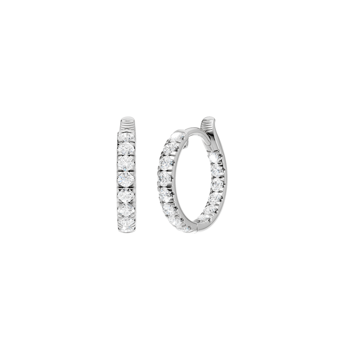 Inside-Out Pave Huggies Hoop Earrings (Round) in 14K White Gold – Silvadi Jewelry Aurora CO