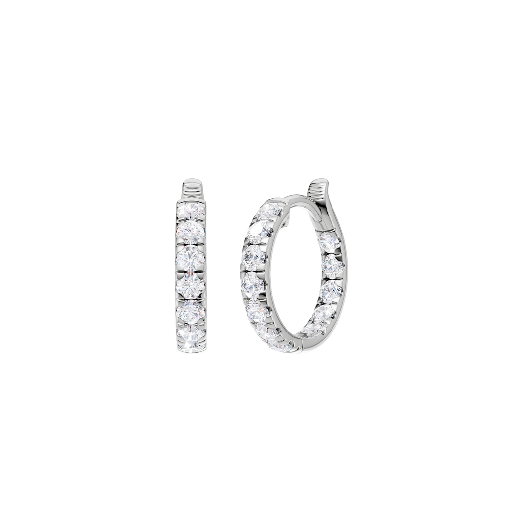 Inside-Out Pave Huggies Hoop Earrings (Round) in 14K White Gold – Silvadi Jewelry Aurora CO