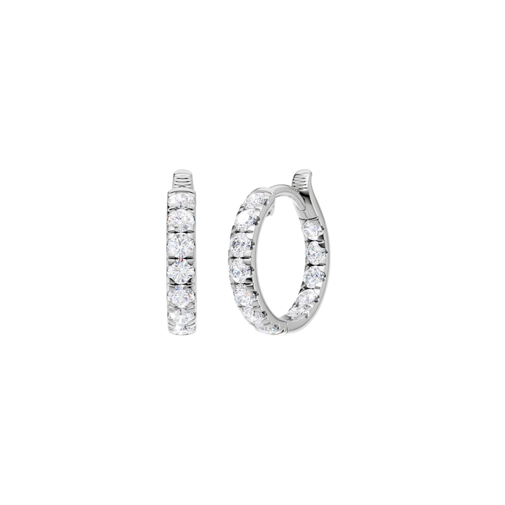 Inside-Out Pave Huggies Hoop Earrings (Round) in 14K White Gold – Silvadi Jewelry Aurora CO