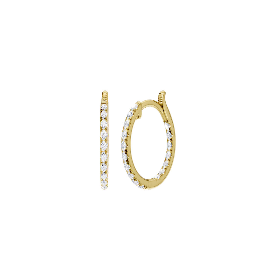 Inside-Out Pave Huggies Hoop Earrings (Round) in 14K Yellow Gold – Silvadi Jewelry Aurora CO