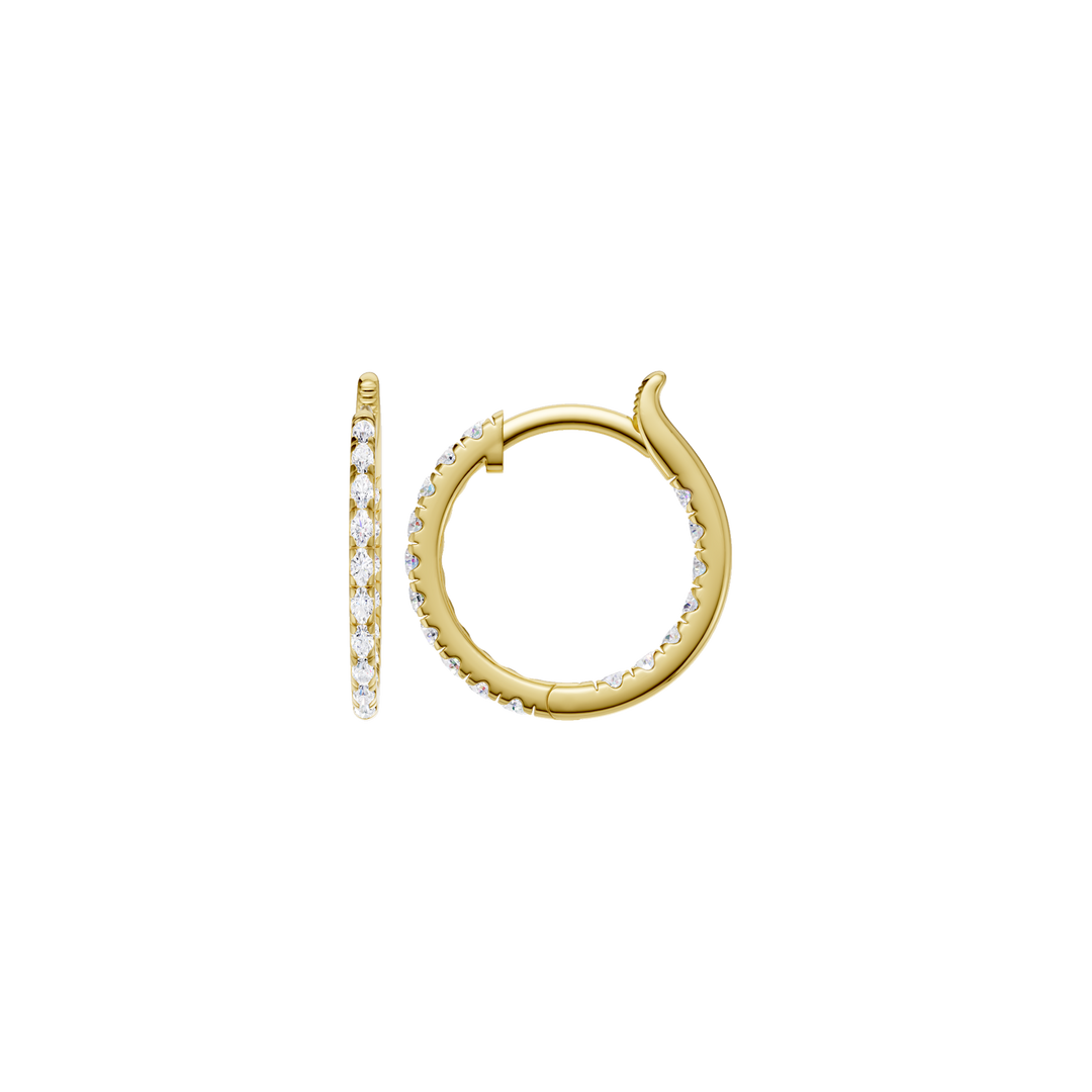 Inside-Out Pave Huggies Hoop Earrings (Round) in 14K Yellow Gold – Silvadi Jewelry Aurora CO