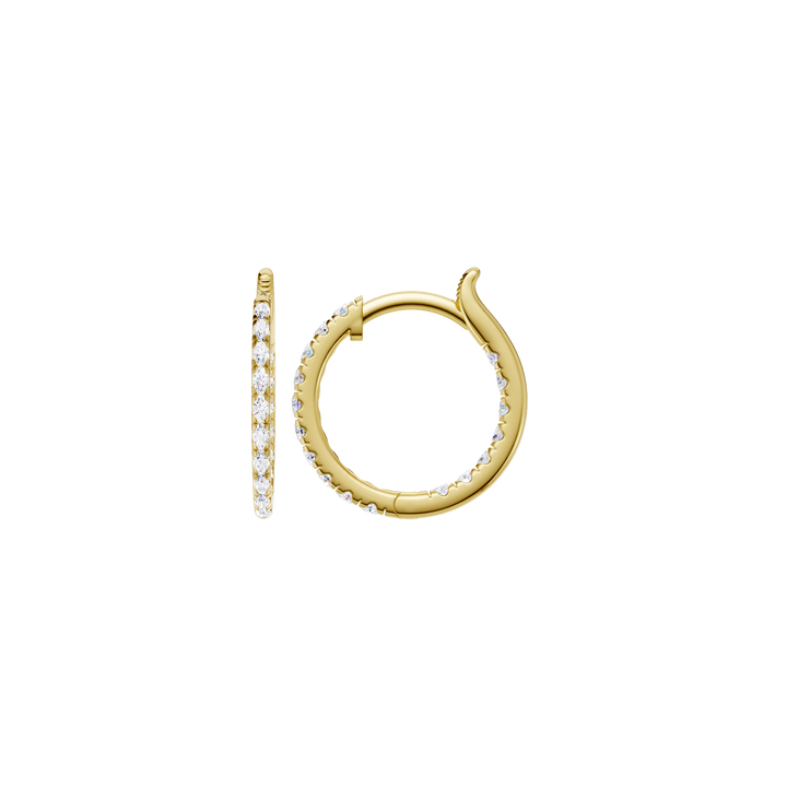 Inside-Out Pave Huggies Hoop Earrings (Round) in 14K Yellow Gold – Silvadi Jewelry Aurora CO