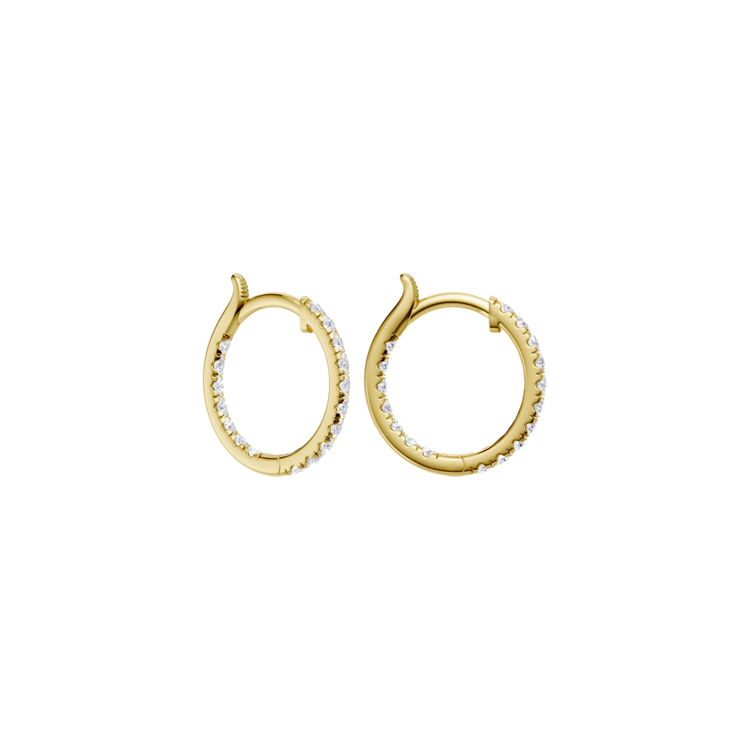 Inside-Out Pave Huggies Hoop Earrings (Round) in 14K Yellow Gold – Silvadi Jewelry Aurora CO