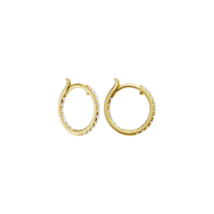 Inside-Out Pave Huggies Hoop Earrings (Round) in 14K Yellow Gold – Silvadi Jewelry Aurora CO