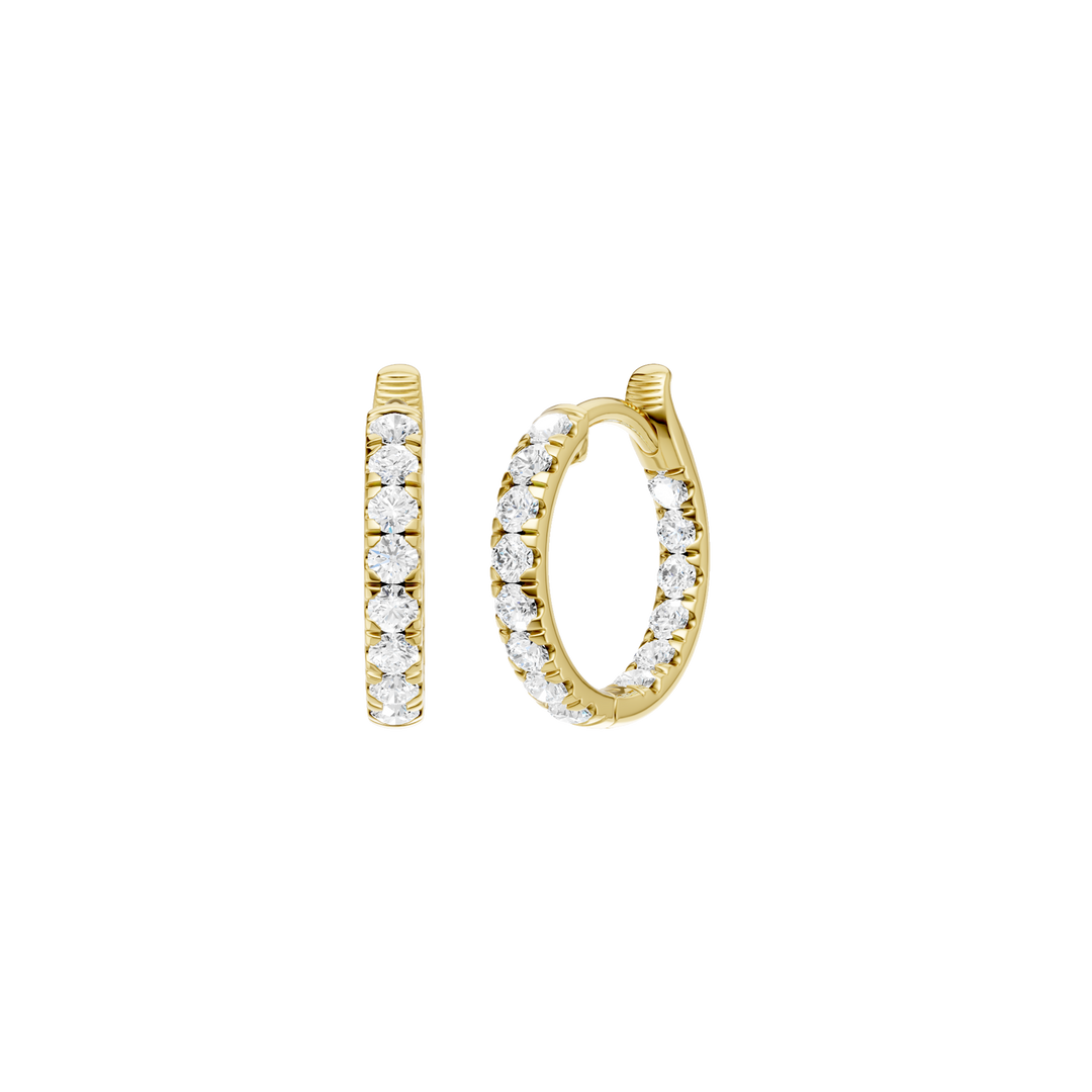 Inside-Out Pave Huggies Hoop Earrings (Round) in 14K Yellow Gold – Silvadi Jewelry Aurora CO