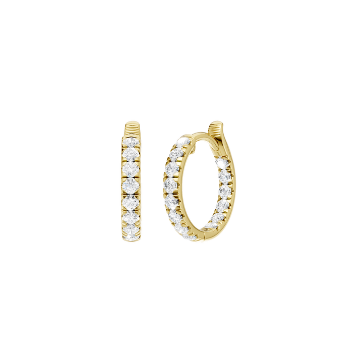 Inside-Out Pave Huggies Hoop Earrings (Round) in 14K Yellow Gold – Silvadi Jewelry Aurora CO