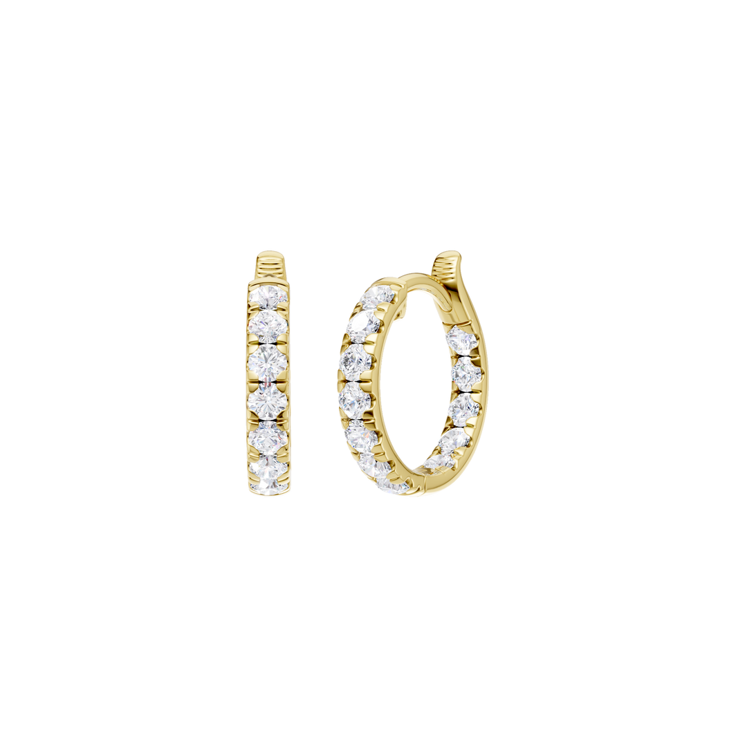 Inside-Out Pave Huggies Hoop Earrings (Round) in 14K Yellow Gold – Silvadi Jewelry Aurora CO