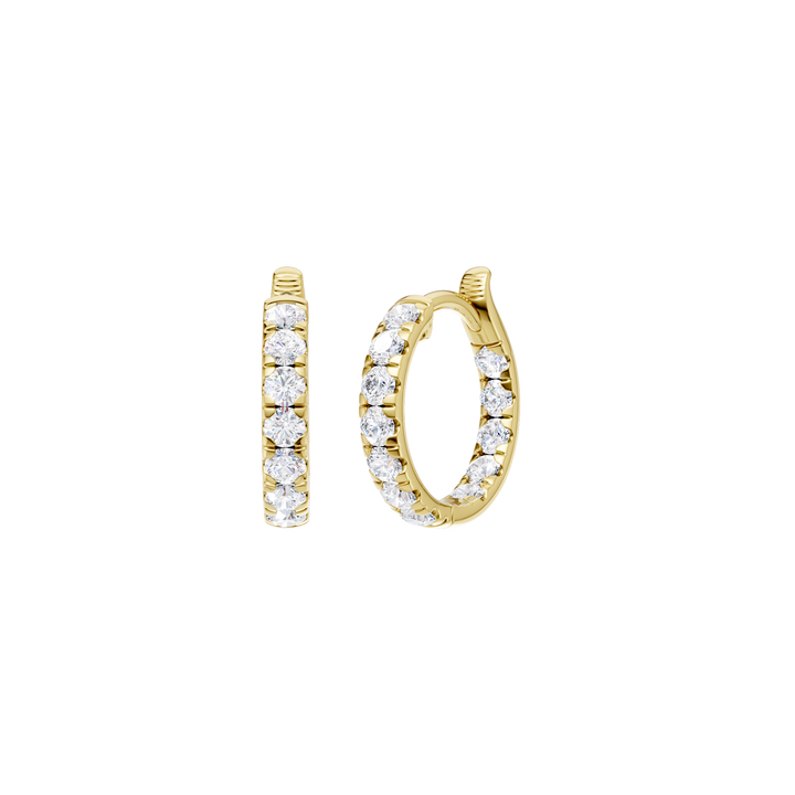 Inside-Out Pave Huggies Hoop Earrings (Round) in 14K Yellow Gold – Silvadi Jewelry Aurora CO