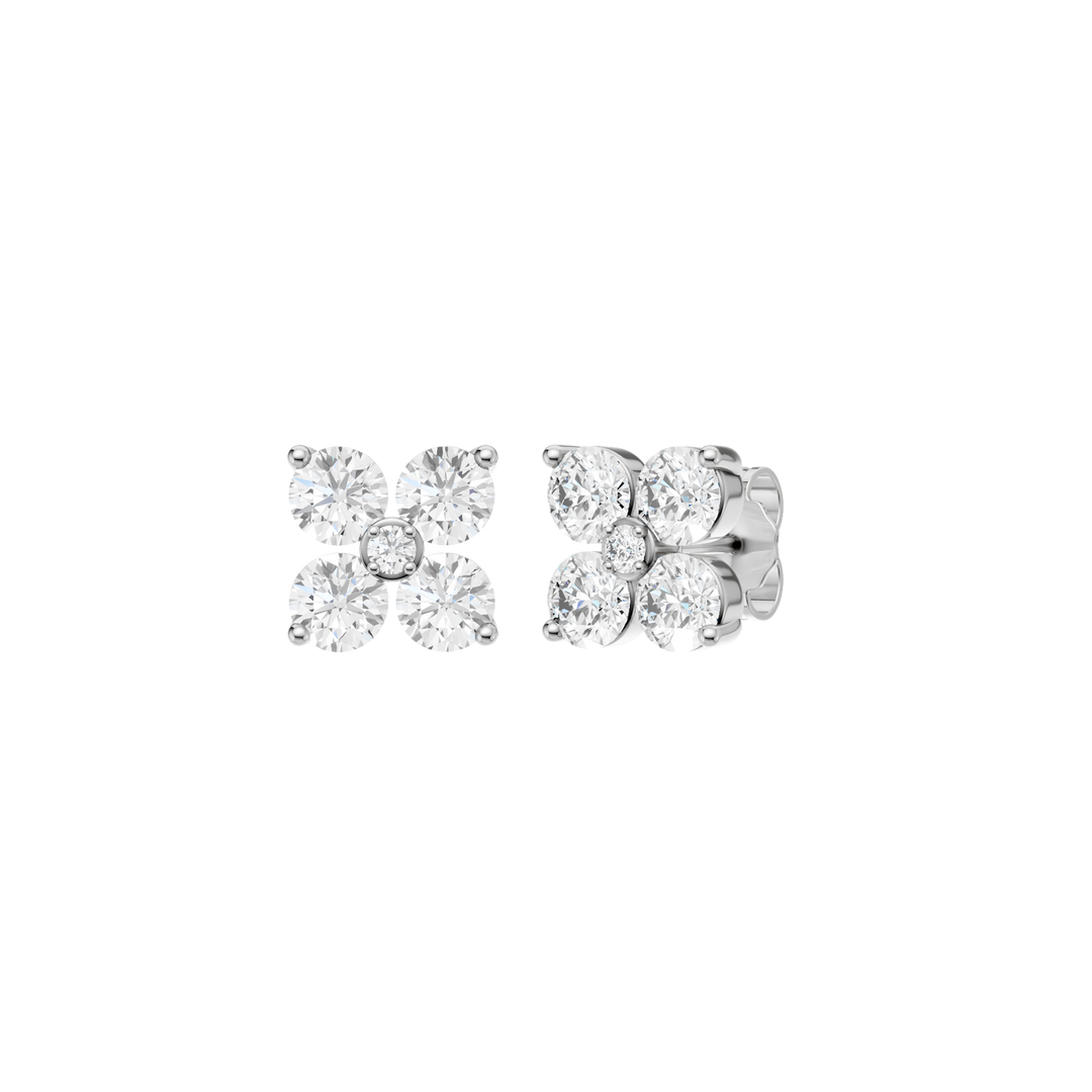 Diamond Petals Stud Earrings in 14K White Gold – Silvadi Jewelry Aurora CO