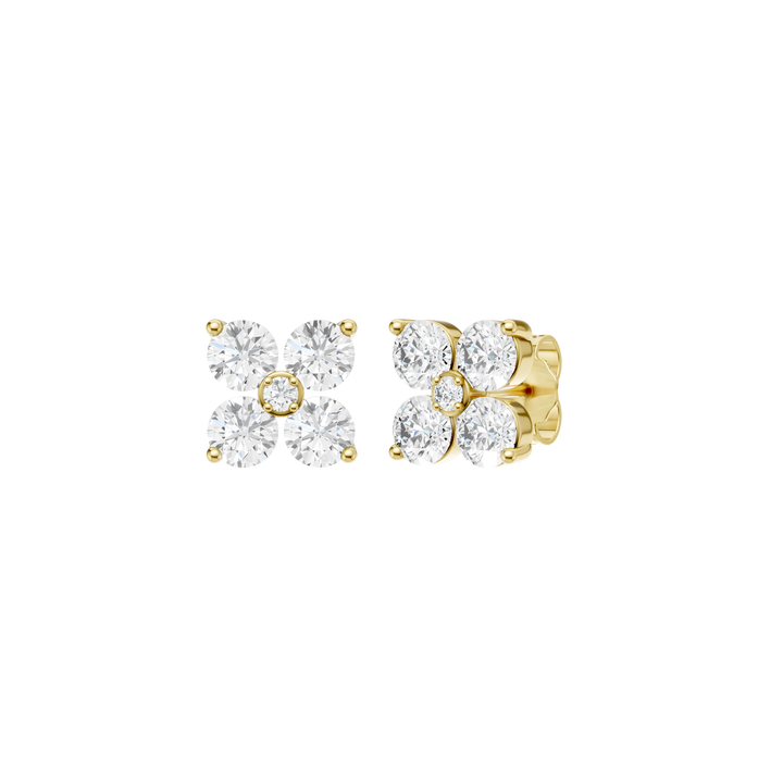 Diamond Petals Stud Earrings in 14K Yellow Gold – Silvadi Jewelry Aurora CO