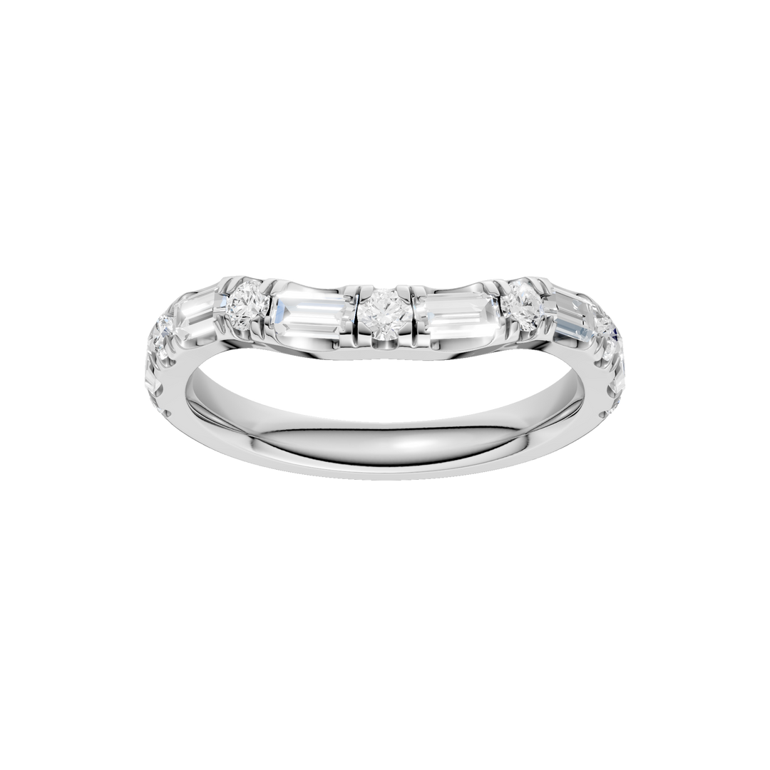 Matching Band for 3-Stone Engagement Ring (Round+Baguette) in 14K White Gold – Silvadi Jewelry Aurora CO