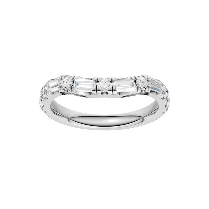 Matching Band for 3-Stone Engagement Ring (Round+Baguette) in 14K White Gold – Silvadi Jewelry Aurora CO