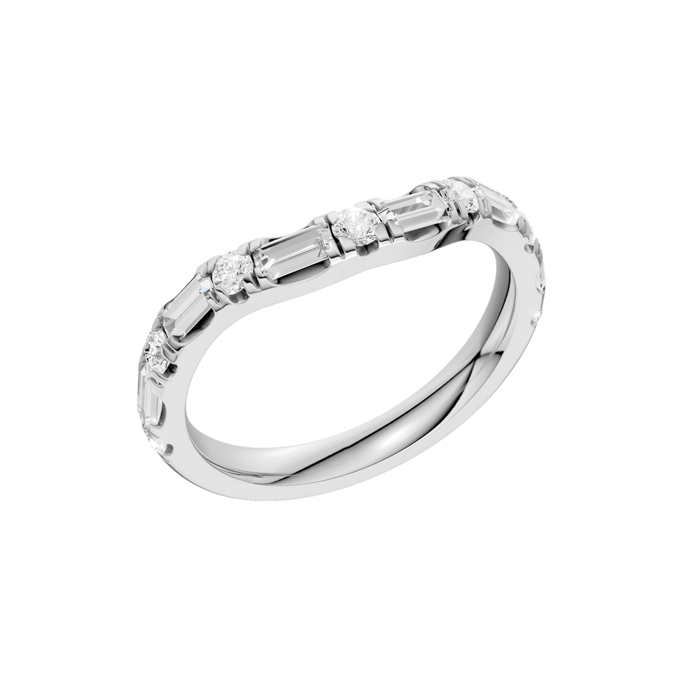 Matching Band for 3-Stone Engagement Ring (Round+Baguette) in 14K White Gold – Silvadi Jewelry Aurora CO