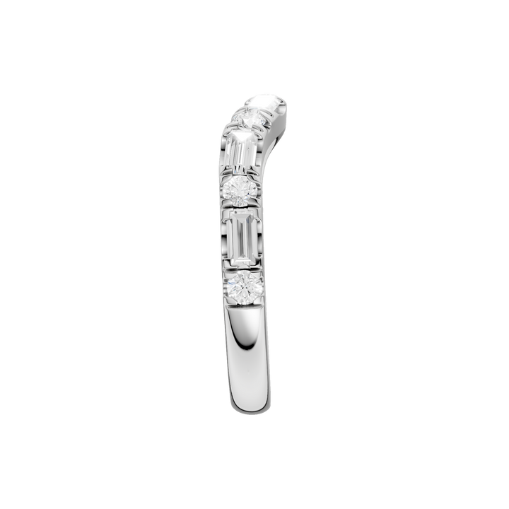 Matching Band for 3-Stone Engagement Ring (Round+Baguette) in 14K White Gold – Silvadi Jewelry Aurora CO