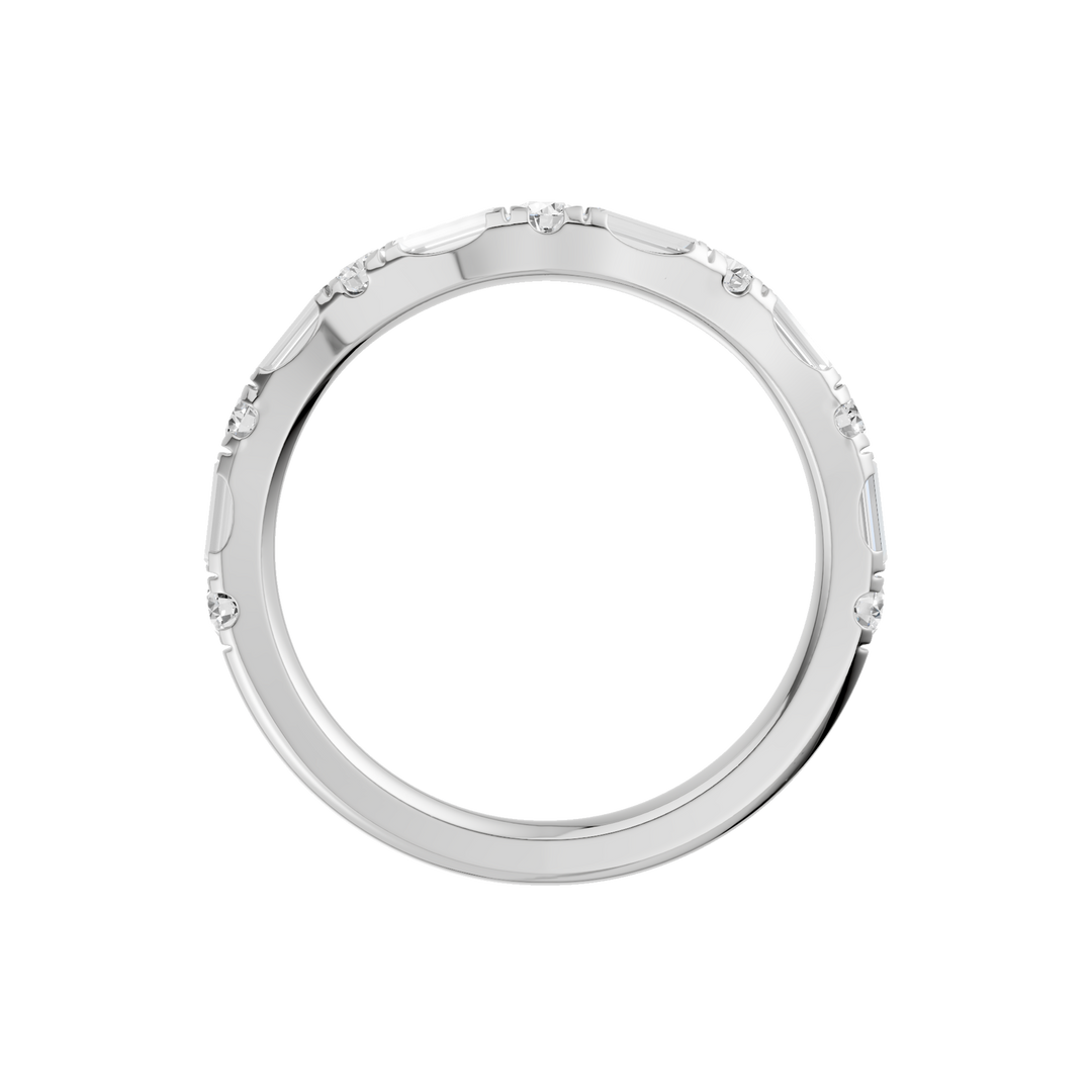 Matching Band for 3-Stone Engagement Ring (Round+Baguette) in 14K White Gold – Silvadi Jewelry Aurora CO