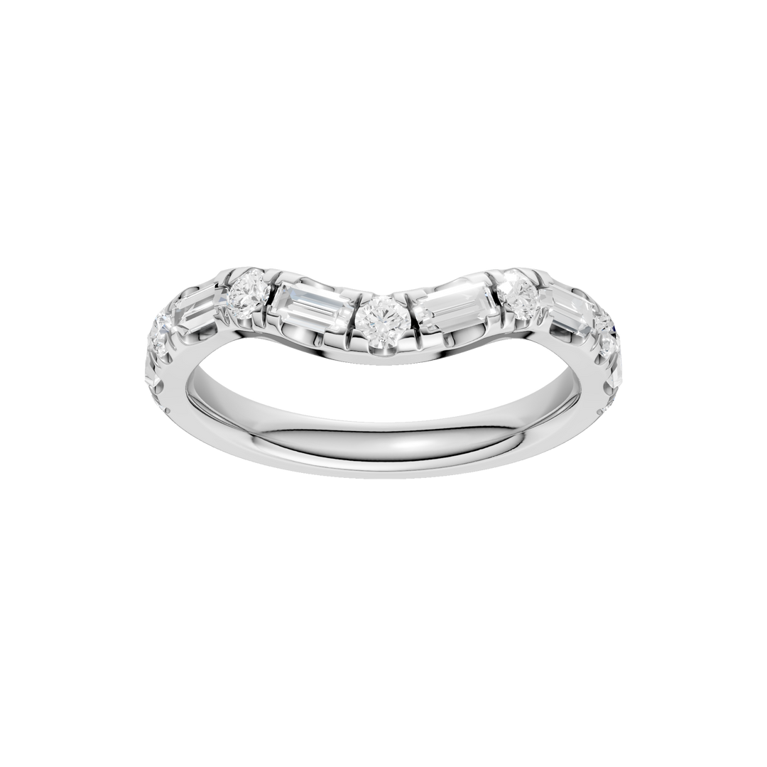 Matching Band for 3-Stone Engagement Ring (Round+Baguette) in 14K White Gold – Silvadi Jewelry Aurora CO