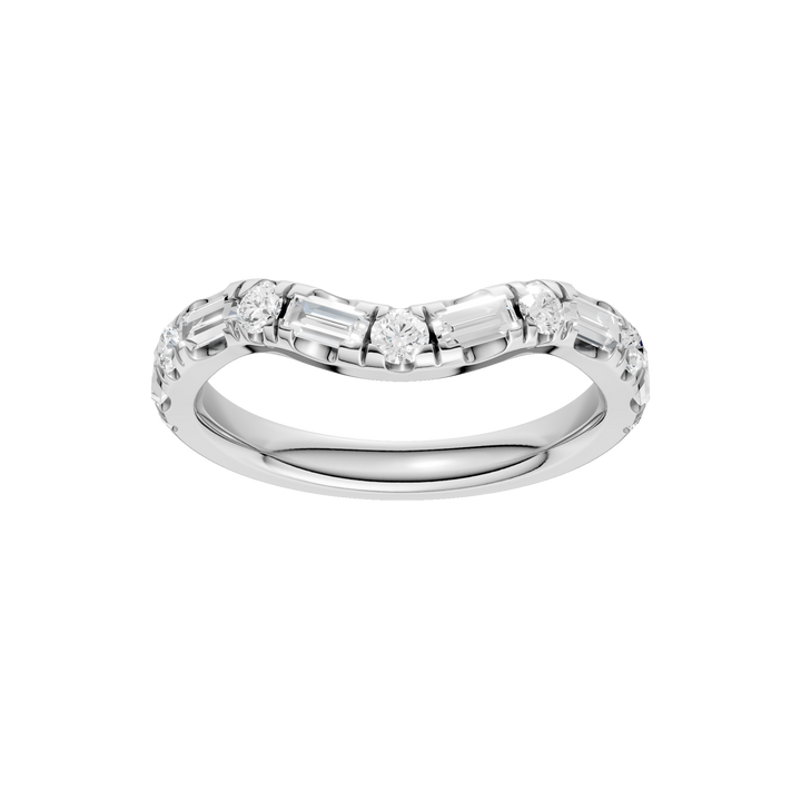 Matching Band for 3-Stone Engagement Ring (Round+Baguette) in 14K White Gold – Silvadi Jewelry Aurora CO