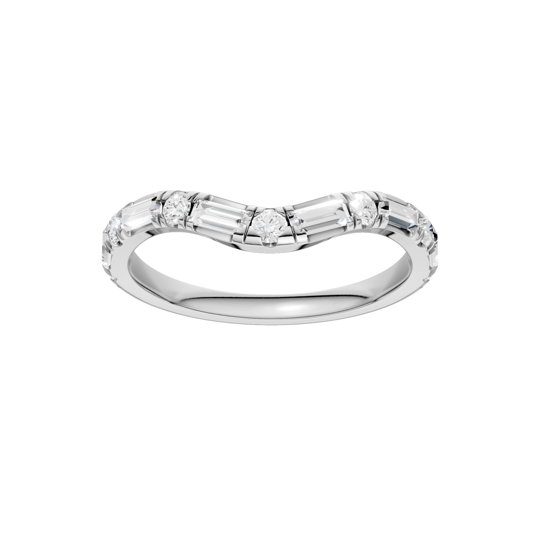 Matching Band for 3-Stone Engagement Ring (Round+Baguette) in 14K White Gold – Silvadi Jewelry Aurora CO