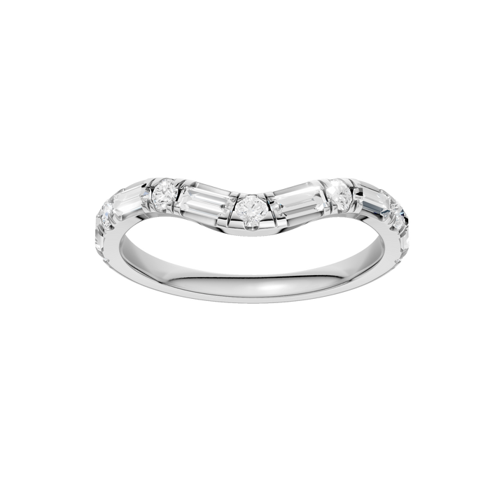 Matching Band for 3-Stone Engagement Ring (Round+Baguette) in 14K White Gold – Silvadi Jewelry Aurora CO