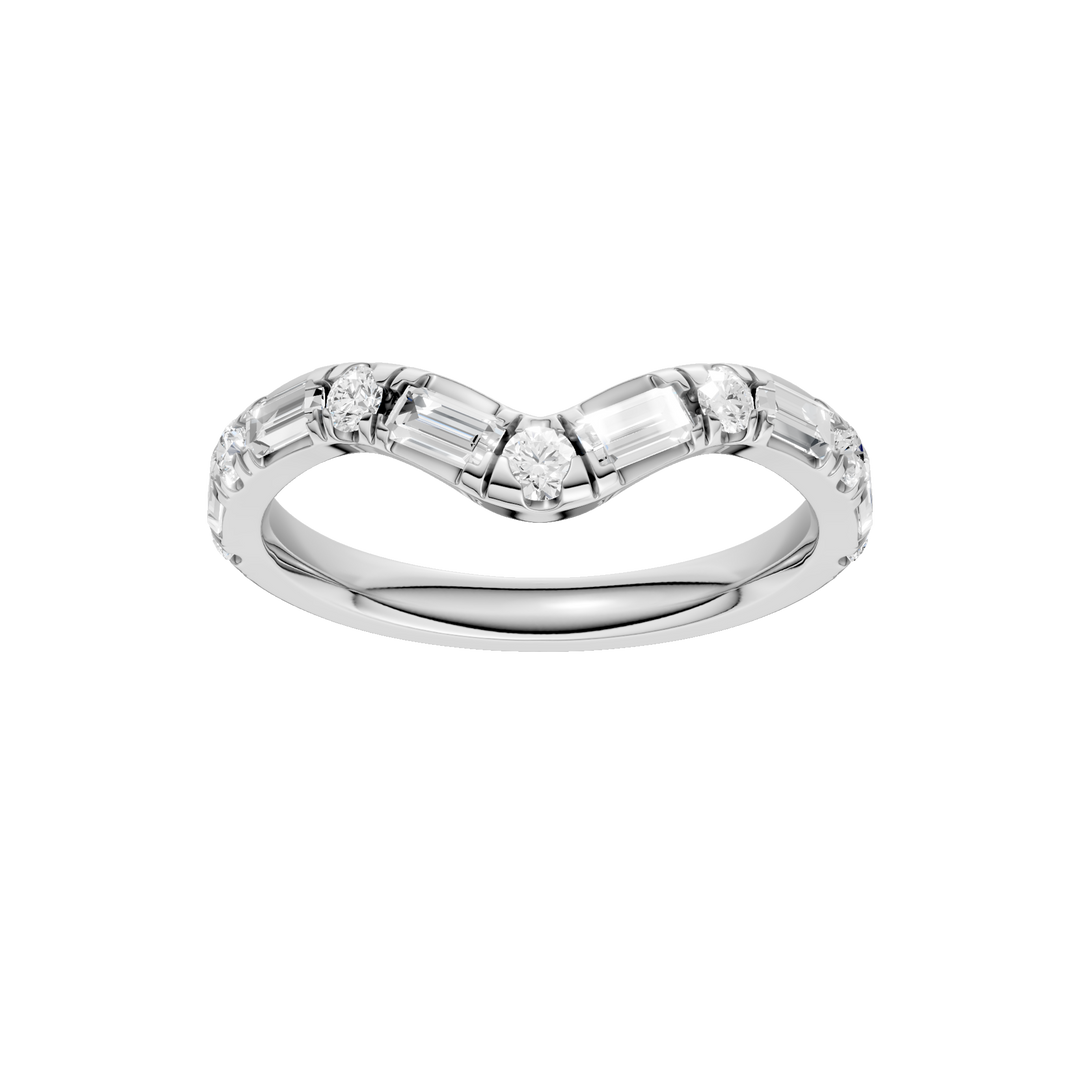 Matching Band for 3-Stone Engagement Ring (Round+Baguette) in 14K White Gold – Silvadi Jewelry Aurora CO