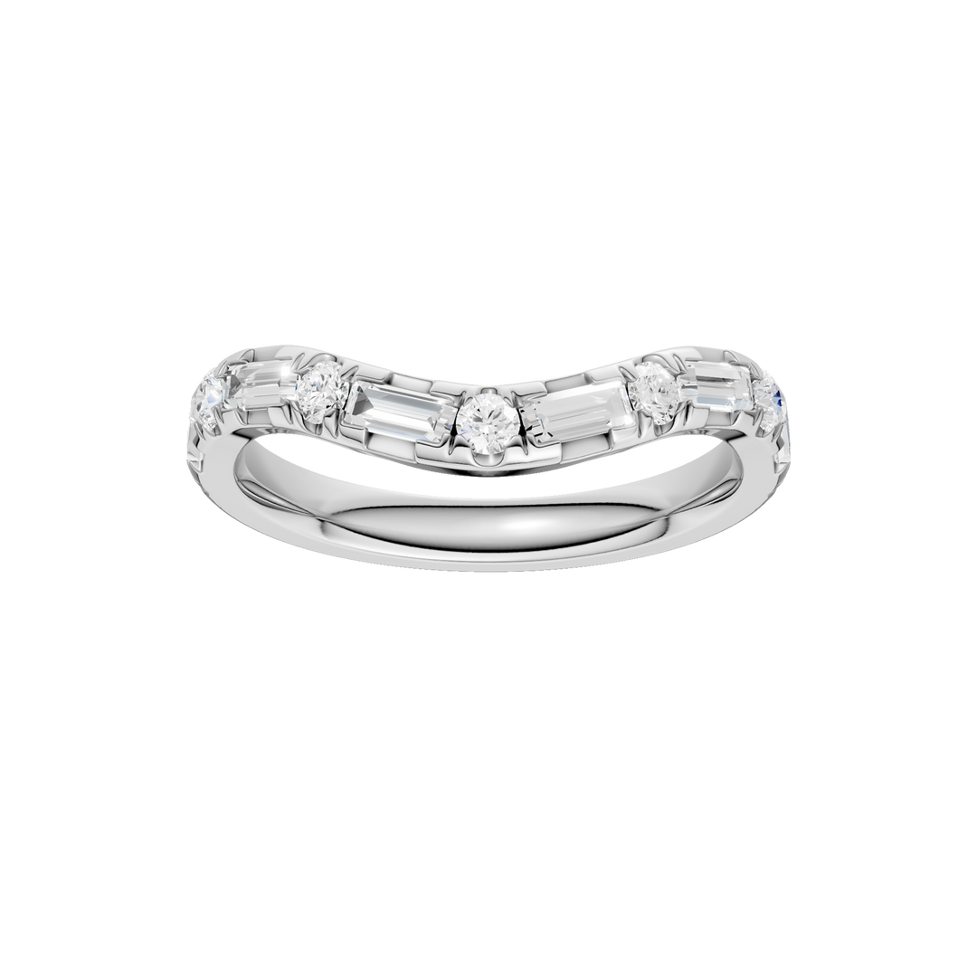 Matching Band for 3-Stone Engagement Ring (Round+Baguette) in 14K White Gold – Silvadi Jewelry Aurora CO