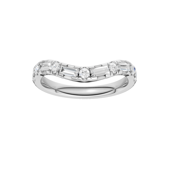 Matching Band for 3-Stone Engagement Ring (Round+Baguette) in 14K White Gold – Silvadi Jewelry Aurora CO