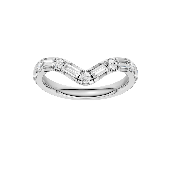 Matching Band for 3-Stone Engagement Ring (Round+Baguette) in 14K White Gold – Silvadi Jewelry Aurora CO