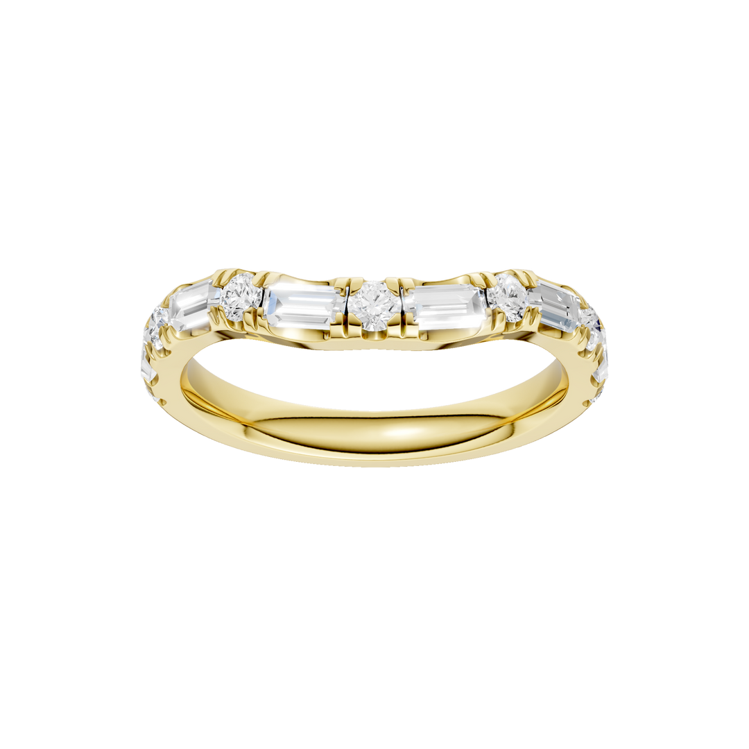 Matching Band for 3-Stone Engagement Ring (Round+Baguette) in 14K Yellow Gold – Silvadi Jewelry Aurora CO