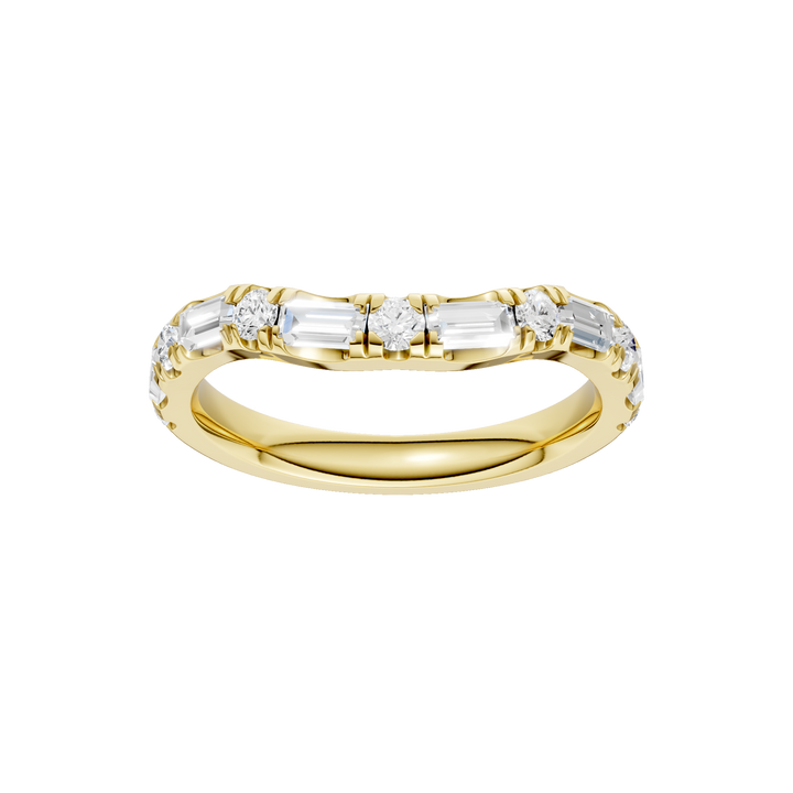 Matching Band for 3-Stone Engagement Ring (Round+Baguette) in 14K Yellow Gold – Silvadi Jewelry Aurora CO