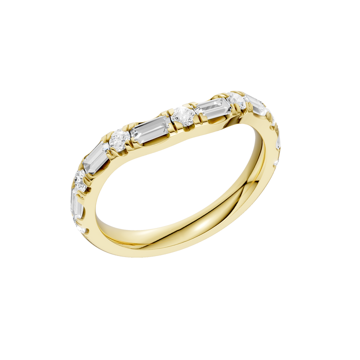 Matching Band for 3-Stone Engagement Ring (Round+Baguette) in 14K Yellow Gold – Silvadi Jewelry Aurora CO