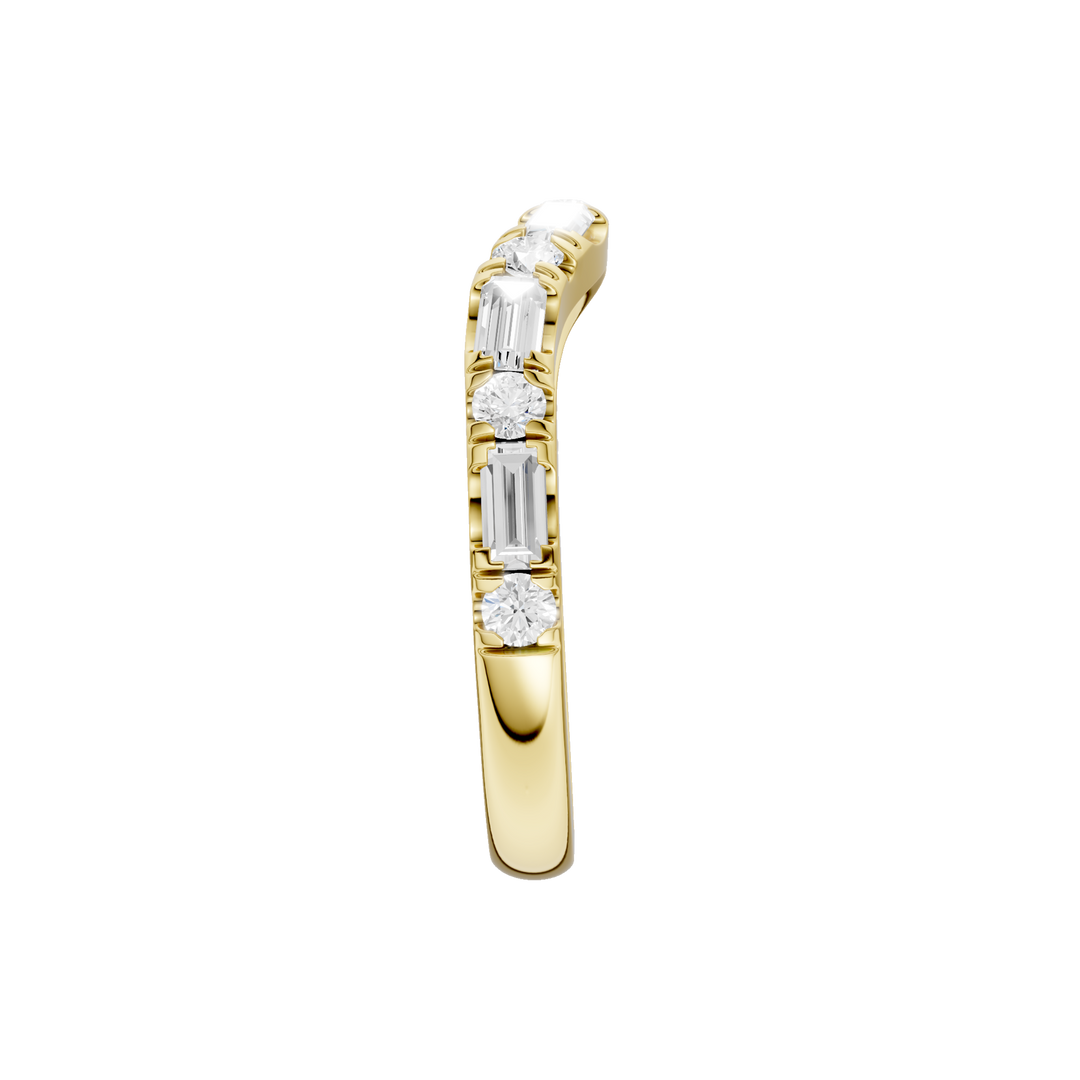 Matching Band for 3-Stone Engagement Ring (Round+Baguette) in 14K Yellow Gold – Silvadi Jewelry Aurora CO