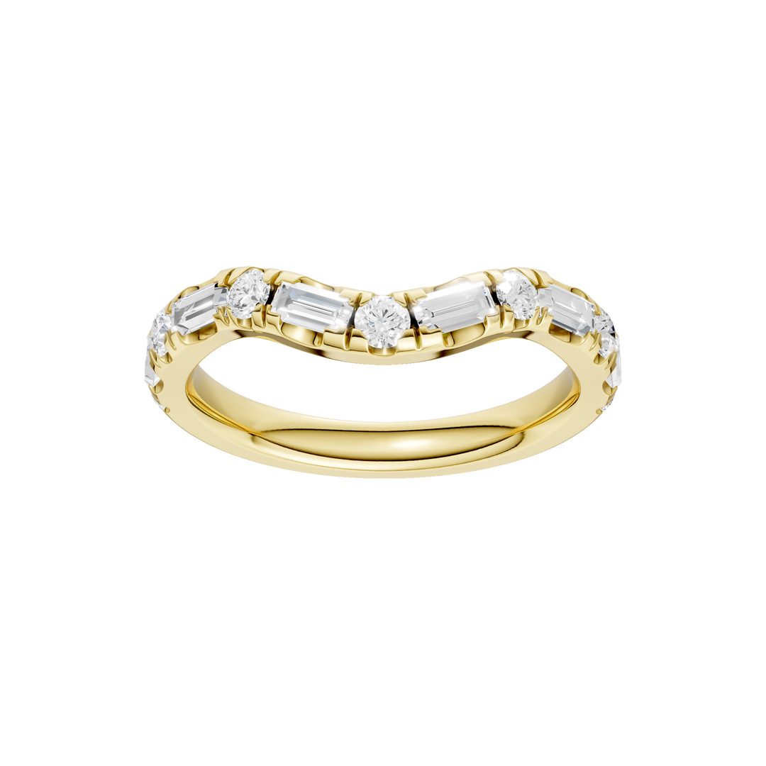 Matching Band for 3-Stone Engagement Ring (Round+Baguette) in 14K Yellow Gold – Silvadi Jewelry Aurora CO