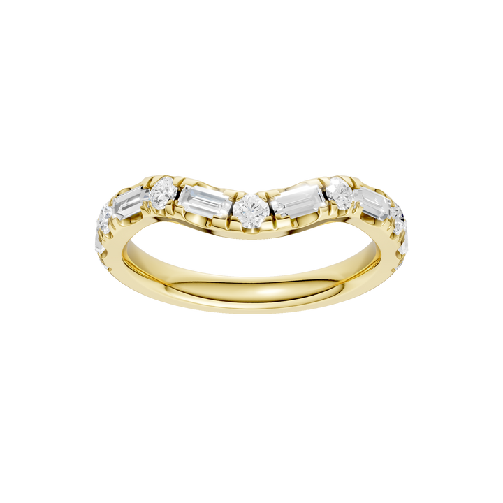 Matching Band for 3-Stone Engagement Ring (Round+Baguette) in 14K Yellow Gold – Silvadi Jewelry Aurora CO