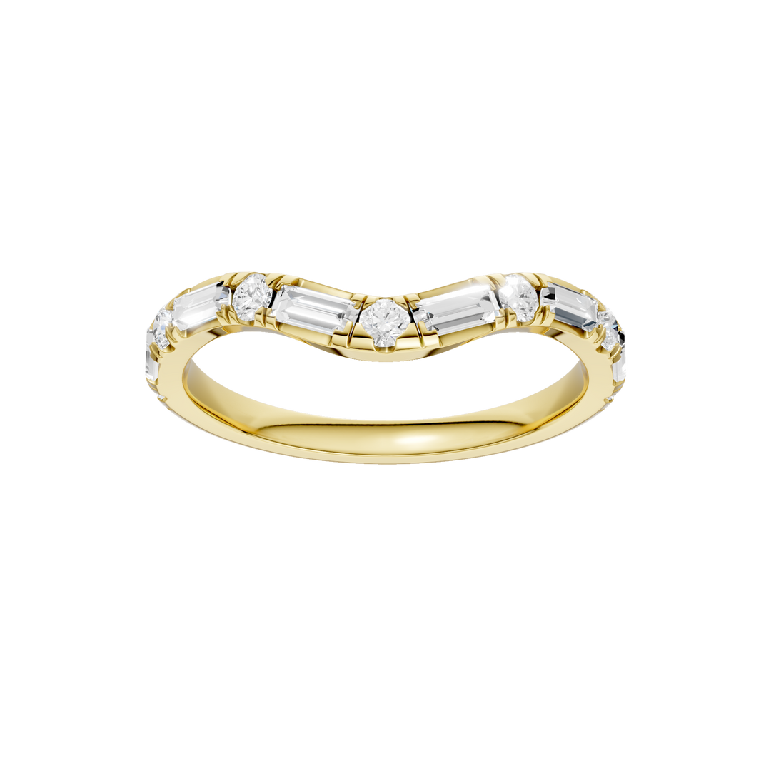 Matching Band for 3-Stone Engagement Ring (Round+Baguette) in 14K Yellow Gold – Silvadi Jewelry Aurora CO